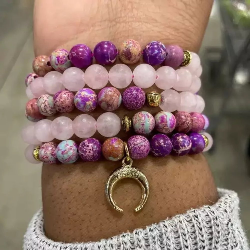 108 Mala Beads Prayer Rose Quartz Healing Meditation Yoga Bracelet Necklace Gift